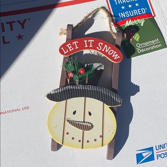 see pics Other - Let it Snow Christmas Snowman ⛄️ sled Ornament 7”